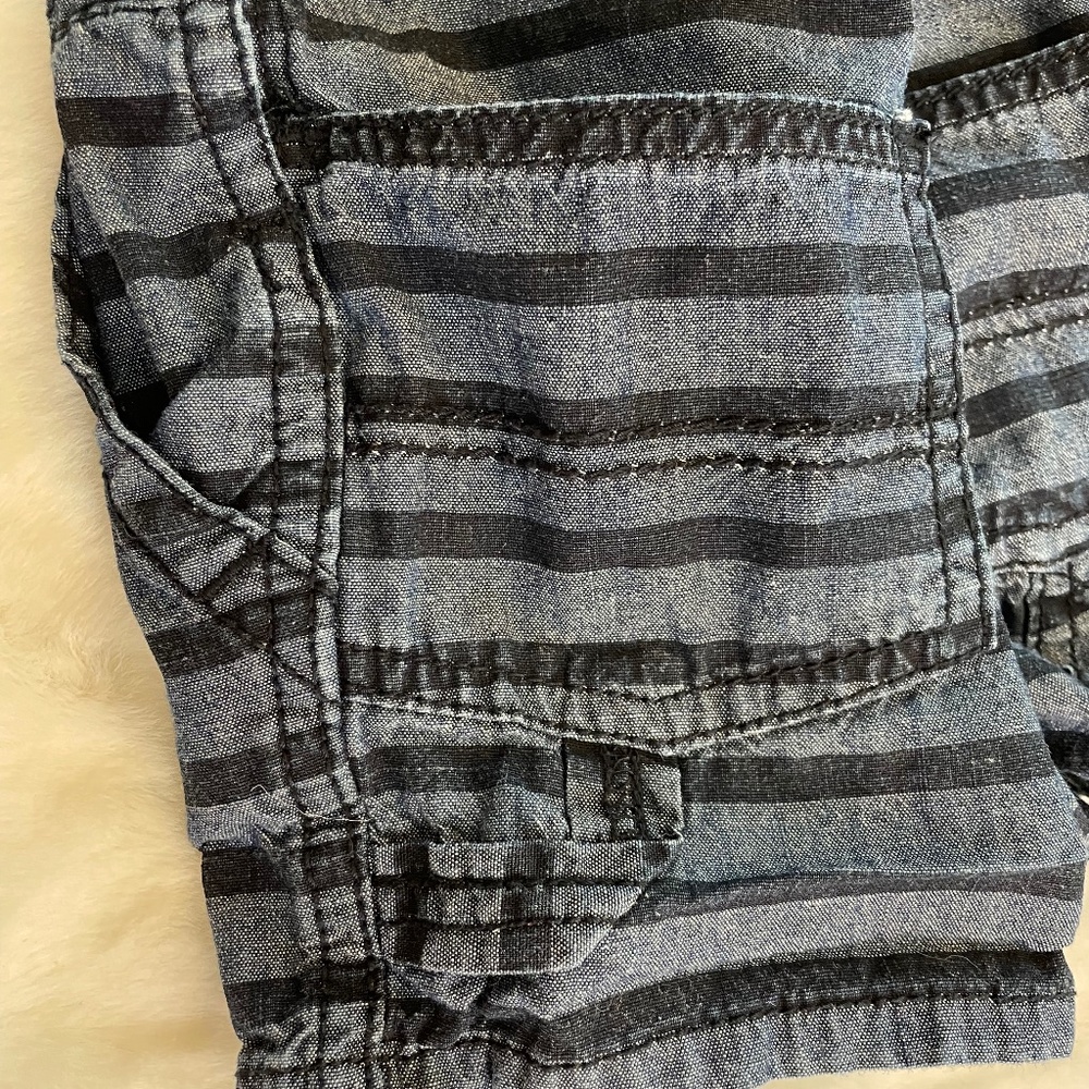 OshKosh B'gosh Striped Shortalls 9M Denim with Blue Horizontal Stripes - Picture 11 of 14